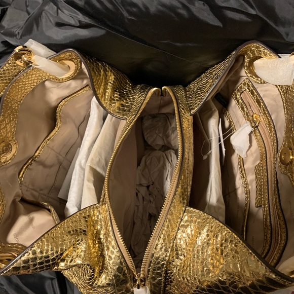 Michael Kors Python Metallic Gold Bag and Wallet - Picture 7 of 16